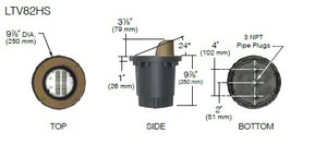 Kim Lighting LTV82HSWW16L3KUVPLRCA82 Landscape In-Grade Light vault 8 Half Shield, 10-3/8" Diameter, Wall Wash Distribution, 16 LEDs, 3000K, 120-277V, Prismatic Lens, with Rebar Cage Anchor