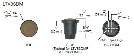 Kim Lighting LTV83DMF12L4KUVRCA83 Landscape In-Grade Light vault 8 Directional Marker, 7-15/16" Diameter, Full Distribution, 12 LEDs, 4000K, 120-277V, with Rebar Cage Anchor