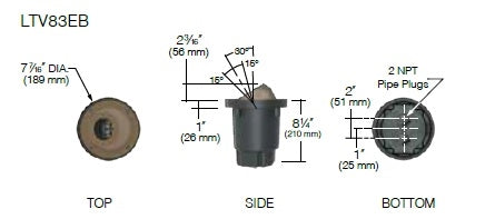 Kim Lighting LTV83EBNF5L3KUVPL Landscape In-Grade Light vault 8 Eye Ball, 7-15/16" Diameter, Narrow Flood Distribution, 5 LEDs, 3000K, Prismatic Lens