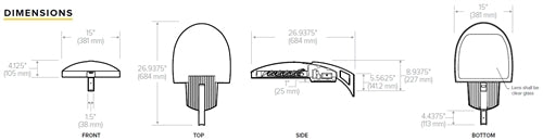 Kim Lighting WP9SA2/1SA/54L/405/5K7/3/CP/SQ/UNV/KSG 69W Warp9 2.0 Small Fixture, Single Arm Mount, 7500 Lumens, 5000K, 70 CRI, Type III Distribution, Clear Polycarbonate Lens, 120-277V, Side Arm Mount Square Pole