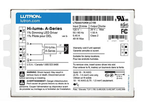 Lutron LTEA4U1UKL-LC150 Hi-lume A-Series Class 2 Constant Current LED Dimming Driver, 1.06A-1.50A, 15V-38V, With Pulse Width Modulation Dimming, UL Listed Compact Case Size