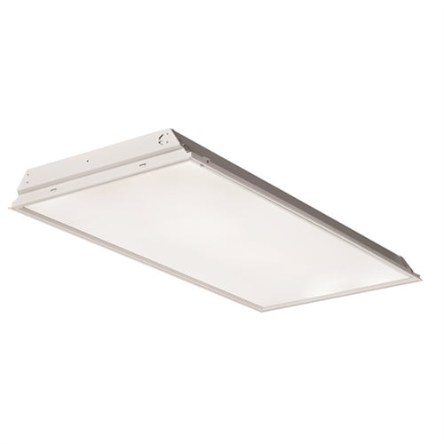 Lithonia 2TL4 48L FW A19 EZ1 LP8354800 Lumens, Flush Aluminum White Door, #19 Pattern Acrylic Lens, eldoLED Dims to 1%, 3500K Color Temperature