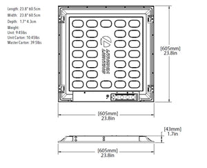 Lithonia CPX 2X2 ALO7 SWW7 IE10WCP 2'X2' Switchable LED Flat Panel, 3500K/4000K/5000K Switchable Color Temperature, 120-277, with Battery