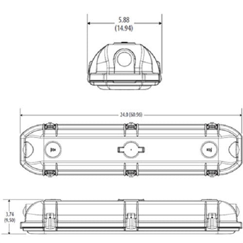 Lithonia DMW2 L24 3000LM AFL MD MVOLT GZ1 40K 80CRI 3651 Lumens 2ft LED Vapor Tight Fixture 27 Watts 4000K Frosted Lens IP65 IP66 Wet Location