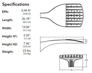 Lithonia DSX0 LED P3 40K 70CRI BLC3 MVOLT SPA DDBXD 71W LED Area Light, 8,452 Lumens, 4000K, Type III backlight control, 120-277V, Square Pole Mounting, Dark Bronze