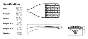 Lithonia DSX1 LED P4 AMBLW AMCRI BLC4 MVOLT RPA PIR DDBXD Area Light P4 Forward Optics, AMCRI Rendering Index, Type IV Backlight Control, 120-277V, Round Pole Mounting, High/Low, Motion/Ambient Sensor, Dark Bronze