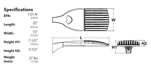 Lithonia DSX1 LED P7 40K 70CRI T3M MVOLT SPA NLTAIR2 PIRHN DDBXD LED Area Light P7 Forward Optics, 4000K, Type III Short Distribution, 120-277V, Square Pole Mounting, nLight AIR Generation 2, Network High/Low Motion/Ambient Sensor, Dark Bronze