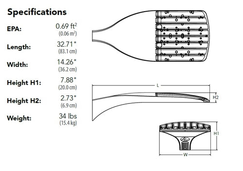 Lithonia DSX1 LED P9 40K 80CRI T3M XVOLT MA DBLXDLED Area Light, P9 Forward Optics, 4000K, 80 CRI, Type III Medium, 277-480V, Round Pole Mounting, Black