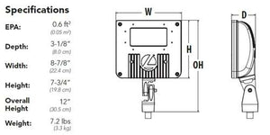 Lithonia DSXF1 LED P2 40K MFL MVOLT THK DDBXD 42W D-Series Size 1 LED Floodlight, P2 Performance Package, 4000K Color Temperature, Medium Flood Distribution, 120-277V, Knuckle With 1/2" NPS Threaded Pipe, Dark Bronze Finish