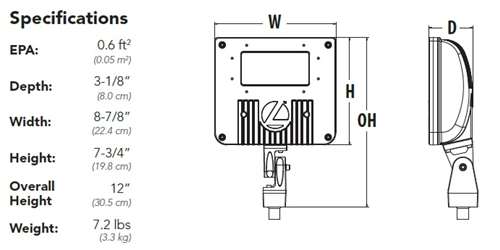 Lithonia DSXF1 LED P1 50K FL MVOLT THK DNAXD 21W D-Series Size 1 LED Floodlight, P1 Performance Package, 5000K Color Temperature, Flood Distribution, 120-277V, Knuckle With 1/2" NPS Threaded Pipe, Natural Aluminum Finish
