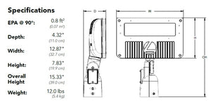 Lithonia DSXF2 LED P1 30K 70CRI WFR MVOLT IS DWHXD 75W D-Series Size 3 LED Floodlight, P1 Performance Package, 3000K, 70 CRI, Wide Flood Rectangular Distribution, 120-277V, Integral Slipfitter, White