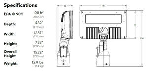 Lithonia DSXF2 LED P1 40K 70CRI WFL 480 THK DDBXD 54W D-Series Size 2 LED Floodlight, P1 Performance Package, 4000K Color Temperature, Wide Flood Distribution, 480V, Knuckle With 1/2" NPS Threaded Pipe, Dark Bronze Finish