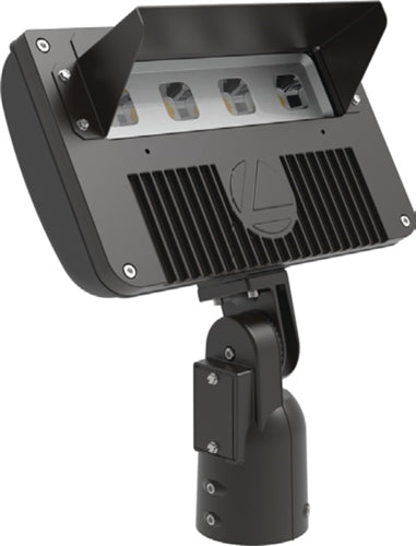 Lithonia DSXF2 LED P1 40K 70CRI WFL MVOLT UBV IS PE DDBXD 52W D-Series Size 2 LED Floodlight, P1 Performance Package, 4000K, Wide Flood Distribution, 120-277V, Upper/Bottom Visor, Integral Slipfitter, Photocontrol, Dark Bronze