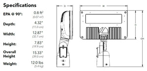Lithonia DSXF2 LED P1 40K 70CRI WFL MVOLT UBV IS PE DDBXD 52W D-Series Size 2 LED Floodlight, P1 Performance Package, 4000K, Wide Flood Distribution, 120-277V, Upper/Bottom Visor, Integral Slipfitter, Photocontrol, Dark Bronze