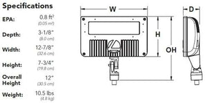 Lithonia DSXF2 LED P1 30K HMF 277 IS DBLXD 54W D-Series Size 2 LED Floodlight, P1 Performance Package, 3000K Color Temperature, Horizontal Flood Distribution, 277V, Integral Slipfitter, Black Finish
