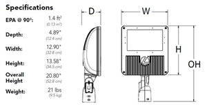 Lithonia DSXF3 LED 6 P2 50K 70CRI HMF 480 IS DNAXD 169W D-Series Size 3 LED Floodlight, P2 Performance Package, 5000K Color Temperature, 70 CRI, Horizontal Medium Flood, 480V, Integral Slipfitter, Natural Aluminum