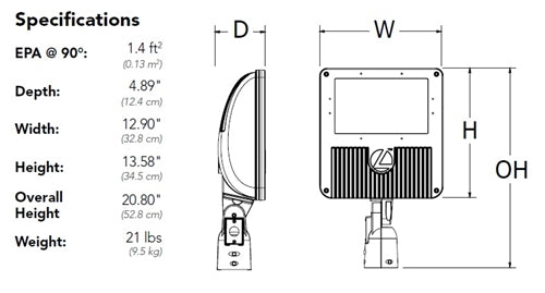 Lithonia DSXF3 LED 6 P1 50K 70CRI WFL MVOLT IS DDBXD 129W D-Series Size 3 LED Floodlight, P1 Performance Package, 5000K, 70 CRI, Wide Flood Distribution, 120-277V, Integral Slipfitter, Dark Bronze