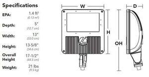 Lithonia DSXF3 LED 6 P2 50K NSP 277 IS DWHXD 183W D-Series Size 3 LED Floodlight, P2 Performance Package, Narrow Spot Distribution, 277V, Integral Slipfitter, White Finish