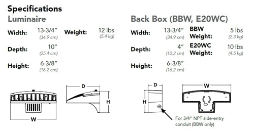 Lithonia DSXW1 LED P7 50K 70CRI T3M 120 SRM PE DDBXD LED Wall Light, 10000 Lumens, 5000K, 70 CRI, Type 3 Medium Distribution, 120V, Surface Mounting Bracket, Photoelectric Cell, Dark Bronze