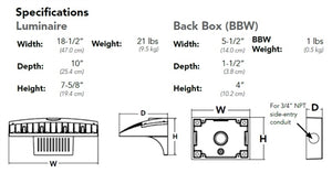 Lithonia DSXW2 LED 30C 700 40K T3M 480 PER DDBXD 47W LED D-Series Size 2 Wall Luminaire, 700mA, 4000K Color Temperature, Type III Medium Distribution, 480V, Surface Mounting Bracket, NEMA Twist-Lock Receptacle, Dark Bronze Finish