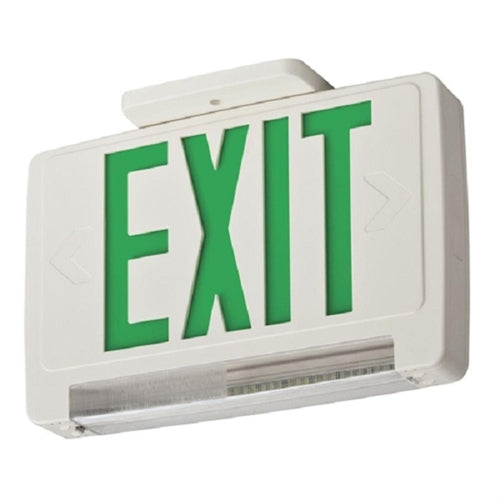Lithonia ECBG LED M6 LED Exit Sign White Thermoplastic Single Face Green Letters Battery Backup