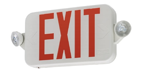 Lithonia ECRG RD M6 Exit and Emergency Light Combo Unit, Red and Green Letter, Round Lamp Heads