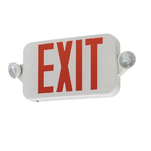 Lithonia ECRG HO RD Exit and Emergency Light Combo Unit, Red and Green Letter with Remote Capacity, Round Lamp Heads