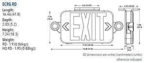 Lithonia ECRG HO RD Exit and Emergency Light Combo Unit, Red and Green Letter with Remote Capacity, Round Lamp Heads