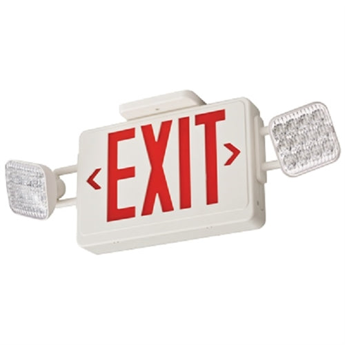Lithonia ECRG SQ M6 Exit and Emergency light Combo Unit, Red and Green Letter, Square Lamp Heads
