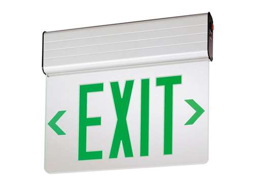 Lithonia Lighting EDG W 1 GW EL SD Surface Mount LED Edge-Lit Exit, White Housing, Single Face, Green on White Letter, Nickel-Cadmiun Battery, Self Diagnostics