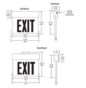 Lithonia EDG W 2 RW EL SD Surface Mount LED Edge-Lit Exit, White Housing, Double Face, Red on White Letter, Nickel-Cadmiun Battery, Self-Diagnostics