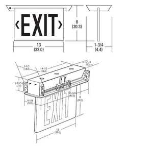 Lithonia EDGR 2 RMR Recessed LED Edge-Lit Exit, Brushed Aluminum Housing, Double Face, Red on Mirror Letter, AC Only