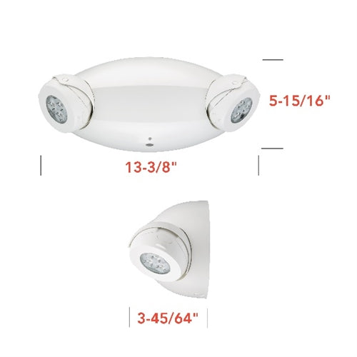 Lithonia ELM6L B UVOLT LTP SDRT 10.6W LED Emergency Light 1100 Lumens, Black Thermoplastic, 2 Adjustable Lamp Heads, 120-347 VAC, Self Diagnostics, Remote Test
