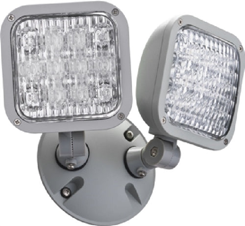 Lithonia ERE GY T WP SQ LED Emergency Remote Lamp, Gray Housing Color, Twin Lampheads, Weather Proof, Square Lamp Head