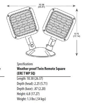 Lithonia ERE GY T WP SQ LED Emergency Remote Lamp, Gray Housing Color, Twin Lampheads, Weather Proof, Square Lamp Head