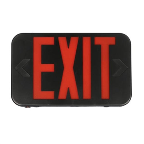 Lithonia EXR LED B EL M6 Emergency Exit LED Sign, Red Letters, Black Thermoplastic Housing, Nicad Battery Back-Up