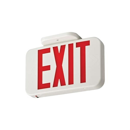 Lithonia EXR LED W EL SD M6 Emergency Exit LED Sign, Red Letters, White Thermoplastic Housing, Nicad Battery Back-Up, Self-Diagnostics