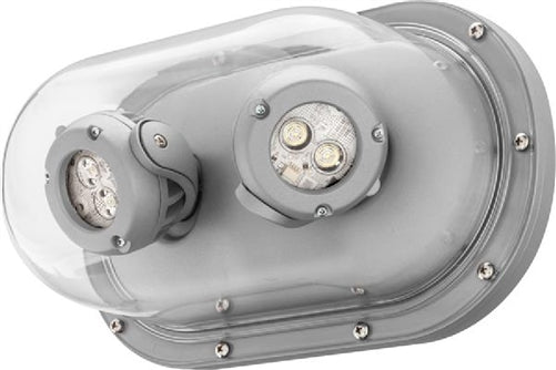 Lithonia EXTLRE SP2200L T 11W Indura  NEMA 4X Remote Extreme Emergency Light, 1100 Lumens, Spot Distribution, 7VDC-30VDC Input, Gray Housing, Universal DC Voltage, Twin Lamps