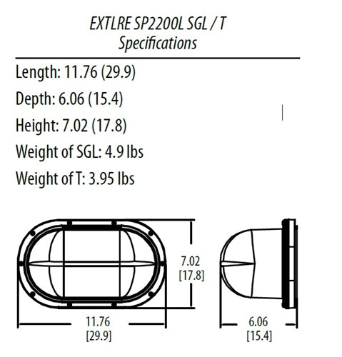 Lithonia EXTLRE SP2200L T 11W Indura  NEMA 4X Remote Extreme Emergency Light, 1100 Lumens, Spot Distribution, 7VDC-30VDC Input, Gray Housing, Universal DC Voltage, Twin Lamps