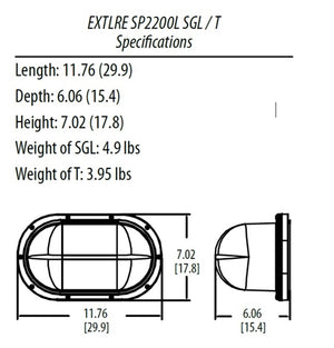 Lithonia EXTLRE SP2200L T 11W Indura  NEMA 4X Remote Extreme Emergency Light, 1100 Lumens, Spot Distribution, 7VDC-30VDC Input, Gray Housing, Universal DC Voltage, Twin Lamps