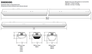 Lithonia FEM L48 4L MVOLT 48" LED Low-Profile Enclosed and Gasketed Industrial Light, 4000 Lumens, Acrylic Low Profile Frosted Lens, Medium Distribution, 120-277V, 0-10V Dimming, 4000K, 80CRI