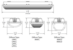 Lithonia FEM L24 4000LM IMACD MD MVOLT GZ10 50K 80CRI E10WMCP 24" LED Low-Profile Enclosed and Gasketed Industrial Light, 4000 Lumens, Acrylic Clear Deep Lens, Medium Distribution, 120-277V, 0-10V Dimming, 5000K, 80 CRI, EM Self-Diagnostics Battery Pack