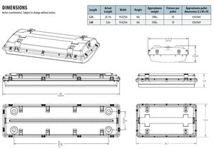 Lithonia FHE L48 36000LM ACL MD MVOLT GZ10 30K 80CRI 4' LED High-Pressure Hose-Down Light, 36000 Lumens, Clear Acrylic Lens, Medium Distribution, 120-277V, 0-10V Dim, 3000K, 80 CRI