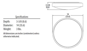 Lithonia FMLACL 14 20830 BA M4 23 Watts 1379 Lumens LED Indoor Ceiling 14 inches Round Flush Mount Brushed Aluminum 3000K