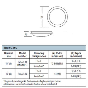 Lithonia FMSATL 13 14840 BN M4 Round Low Profile LED Flush Mount Light, 13 inch, Antique Brushed Nickel