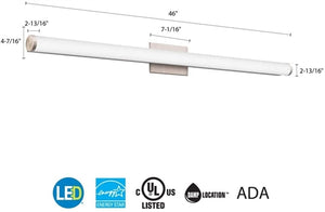 Lithonia FMVCCLS 48IN MVOLT 30K35K40K 90CRI BN M6 Lithonia Contemporary Cylinder Vanity 34 Watt 3100 Lumens 3000K/3500K/4000K 48" Length 90 CRI Brushed Nickel