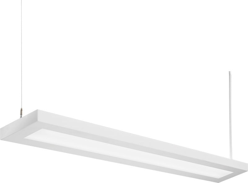 Lithonia GRD LLP 4FT MSL4 80CRI 30K ID1500LMF 80/20 MIN1 ZT 120 SCT F1/24A C210 4" Run LED Grad Linear Suspended Fixture, 4', 80 CRI, 3000K, 1500 LPF, Dim to 1%, 0-10V, 120V, Single Circuit, Univ Mounting Bracket, 24" Adjustable Suspension, White Finish