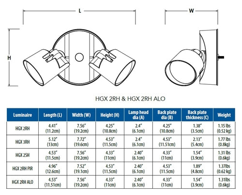 Lithonia HGX LED 2RH ALO SWW2 120 PE DDB Outdoor LED Security Flood Light, 2 Round Heads, Adjustable Lumen Output, 3000K/4000K/5000K Color Temperature, 120V, with Dusk to dawn Photocell, Bronze