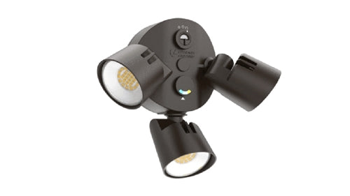 Lithonia HGX LED 3RH ALO SWW2 120 PE DDB Outdoor LED Security Flood Light, 3 Round Heads, Adjustable Lumen Output, 3000K/4000K/5000K Color Temperature, 120V, with Dusk to dawn Photocell, Bronze