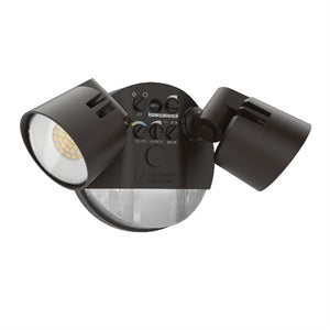 Lithonia HGX LED 2RH ALO SWW2 120 PIR DDB Outdoor Motion Activated LED Security Flood Light, 2 Round Heads, Adjustable Lumen Output, 3000K/4000K/5000K Color Temperature, 120V, with Dusk to dawn Photocell, Bronze